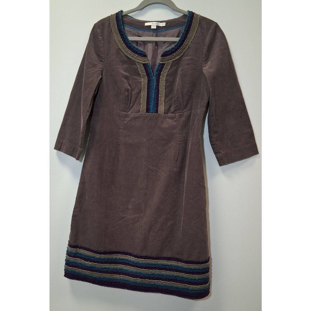 Boden size 8 R shift dress midi corduroy mocha brown earthtone